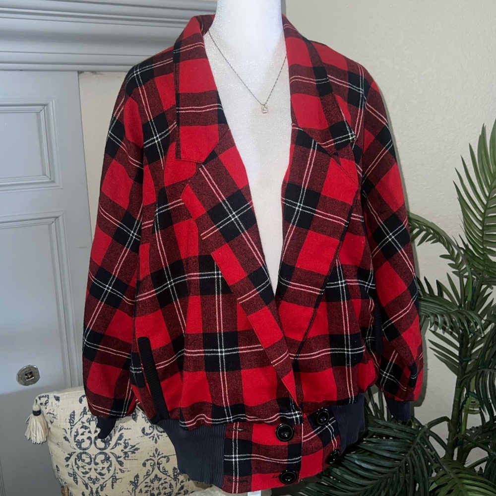 Vintage Boom Buffalo Plaid Red and Black Women's Jacket Size L